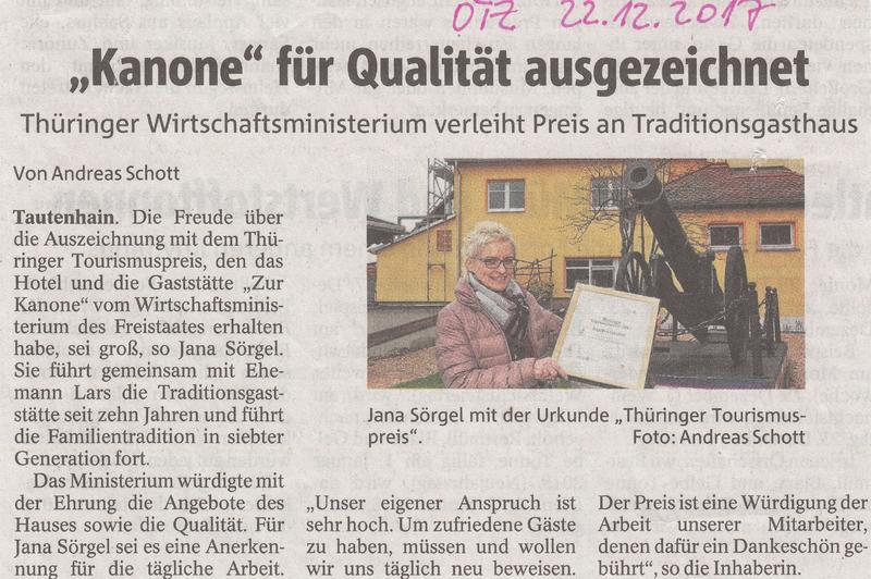 Thüringer Tourismuspreis 2017